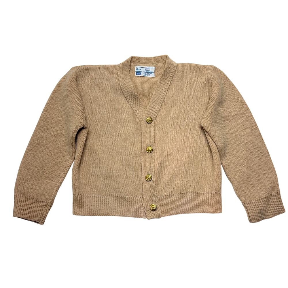 Vintage Sears Cardigan Medium Boys 5-6 Sweater Gold Buttons Preppy IvyUSA